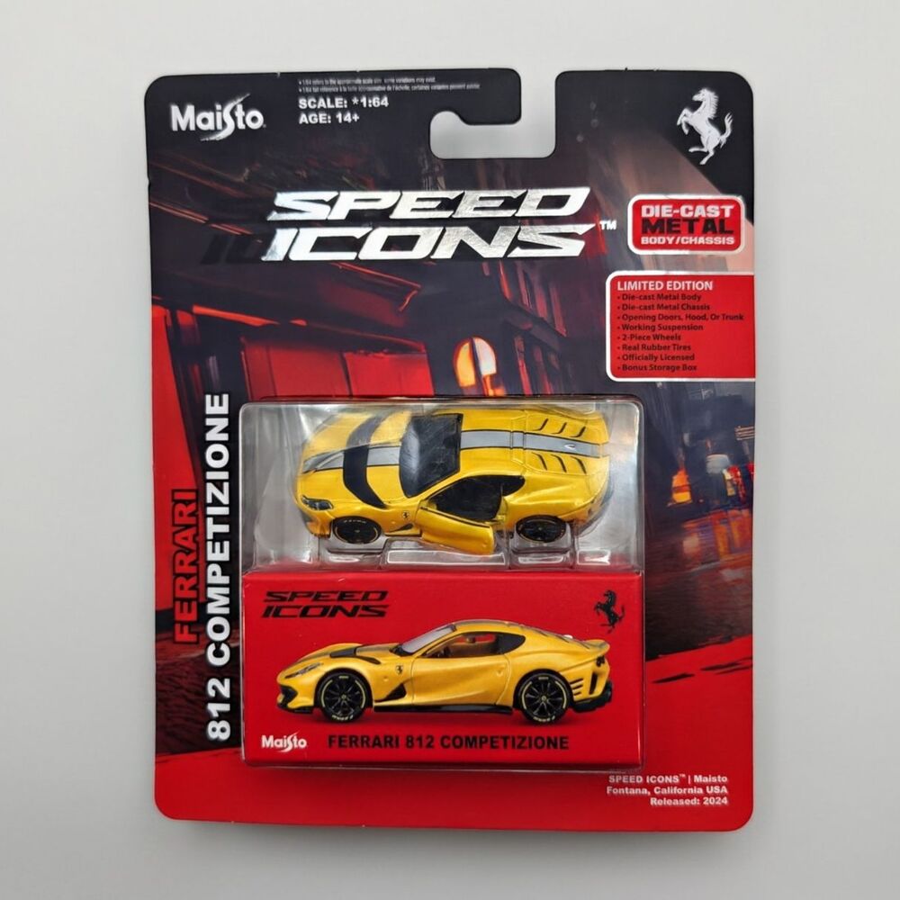 Maisto Speed Icons Ferrari 812 Competizione 1:64 Diecast Metal 2024 Yellow LE